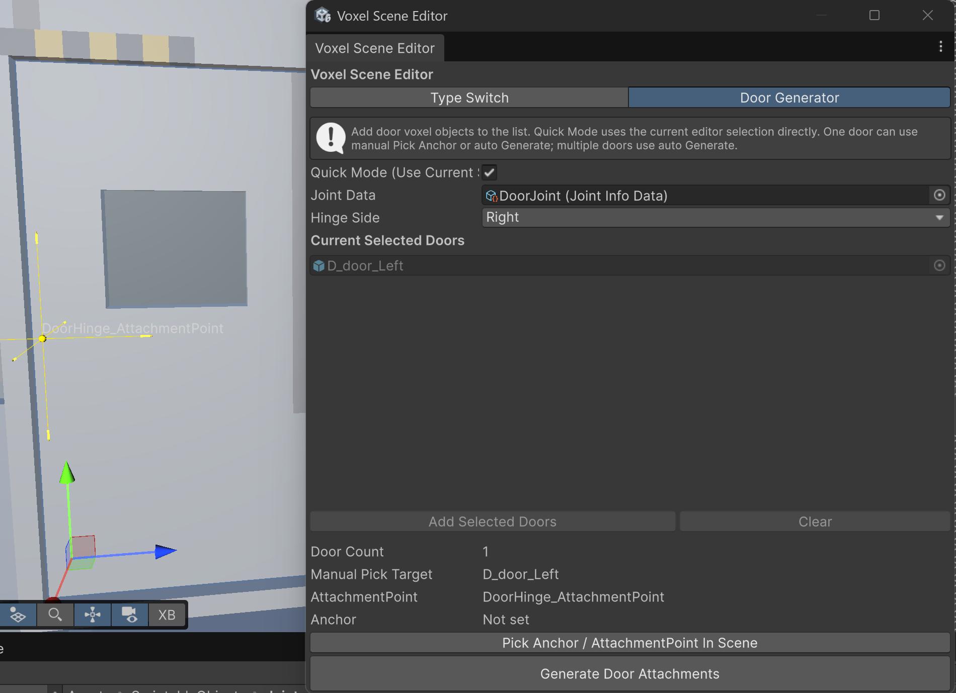 Voxel Scene Editor Door Generator tab
