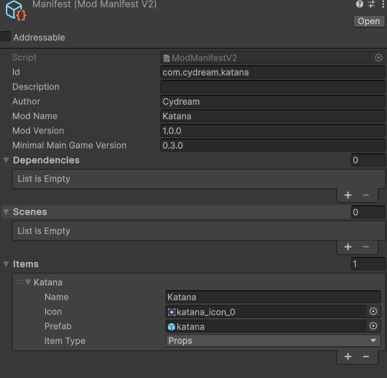 Mod Manifest Configuration