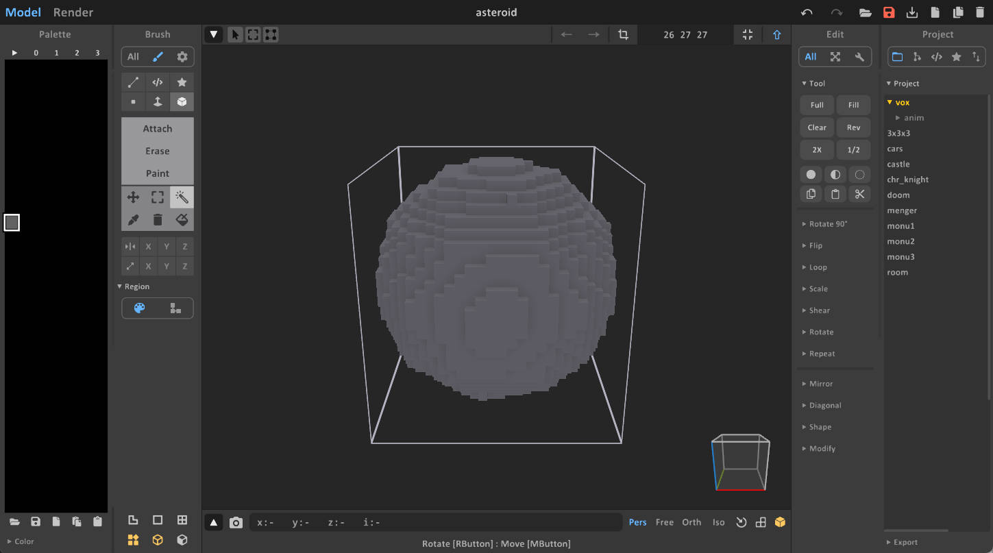 Asteroid voxel model