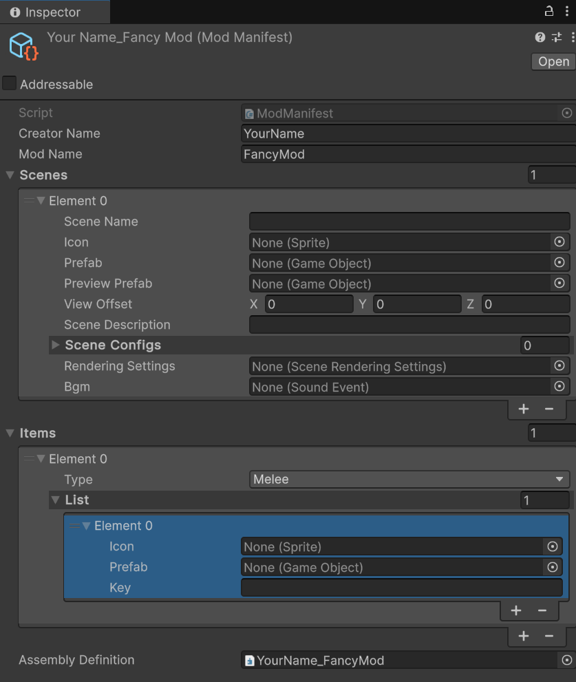 Mod Manifest Configuration