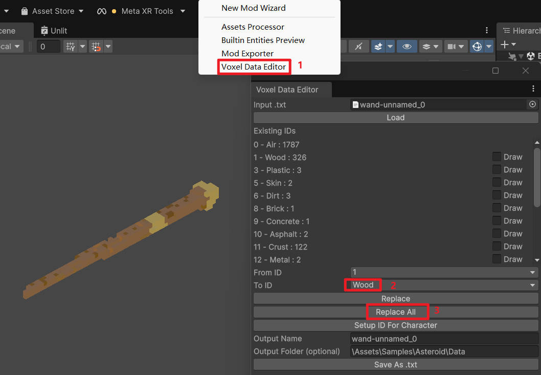Replacing materials in Voxel Data Editor
