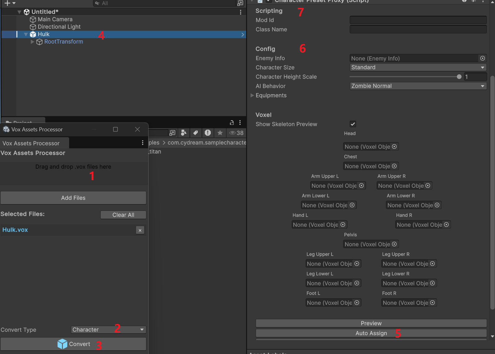 Character import and setup workflow
