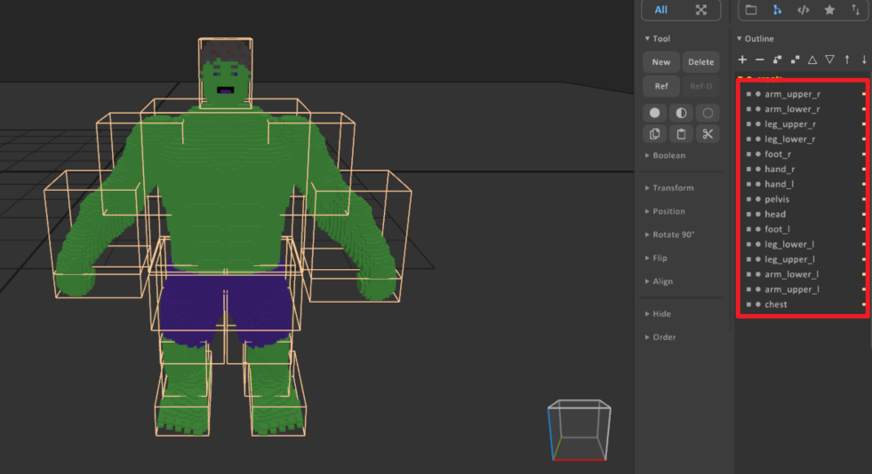 Separated voxel limbs with recommended naming